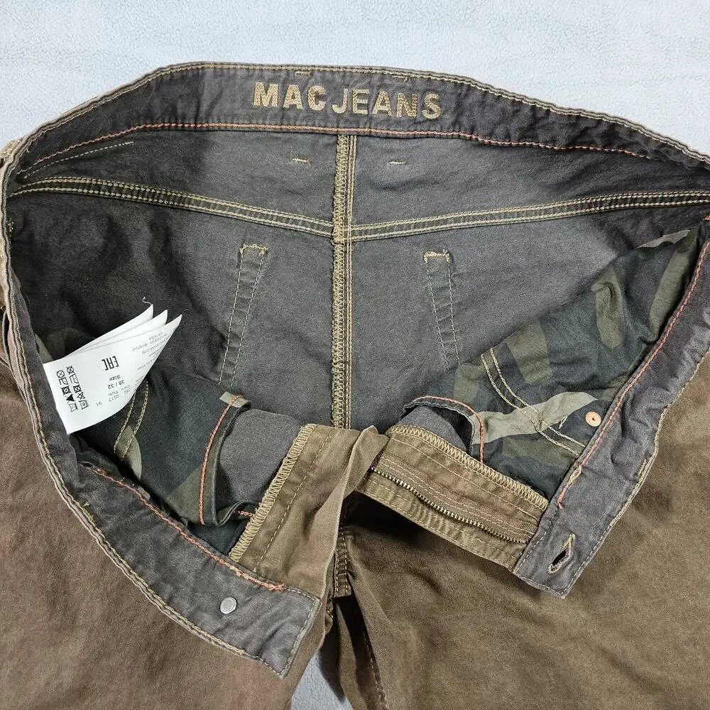 MAC Jeans‎ Arne Pipe Mens 38x28 Brown Straight Leg Pants Mid-Rise Stretch Casual
